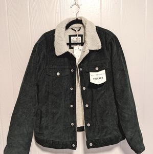 Corduroy Sherpa Trucker Jacket - Denim & Flower